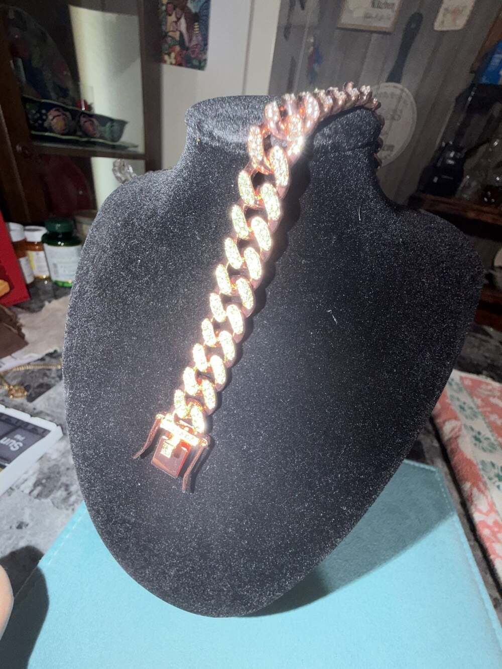 Mens AAA CZ Miami Cuban Link Bracelet in Rose Gold plated 8 inch